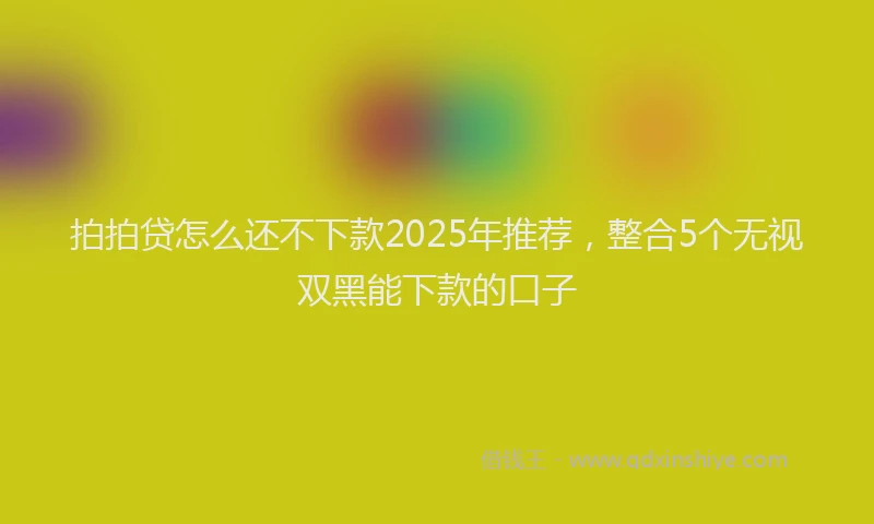 拍拍贷怎么还不下款2025年推荐，整合5个无视双黑能下款的口子