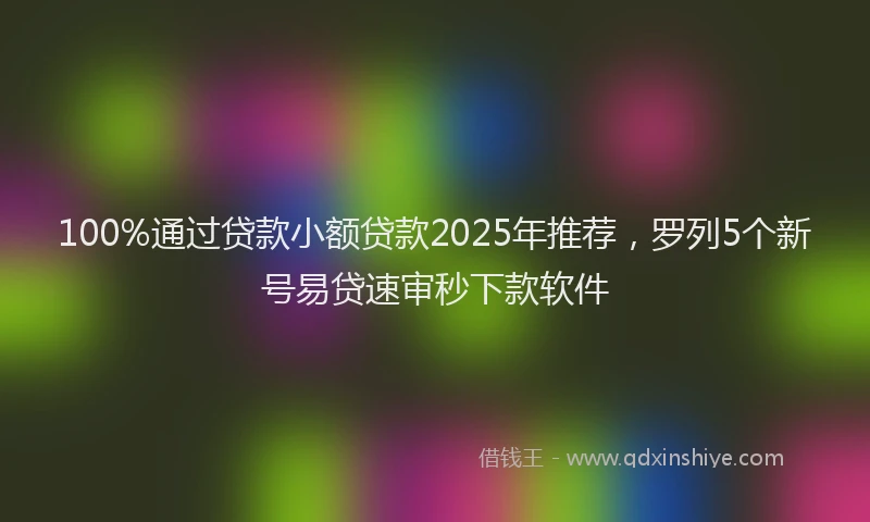 100%通过贷款小额贷款2025年推荐，罗列5个新号易贷速审秒下款软件