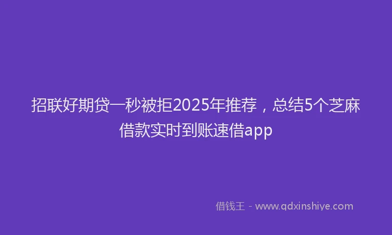 招联好期贷一秒被拒2025年推荐，总结5个芝麻借款实时到账速借app
