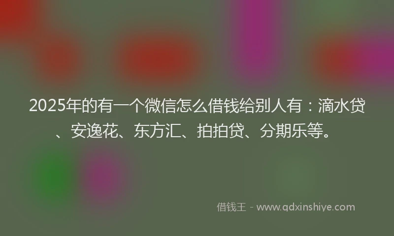 2025年的有一个微信怎么借钱给别人有：滴水贷、安逸花、东方汇、拍拍贷、分期乐等。