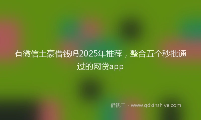 有微信土豪借钱吗2025年推荐，整合五个秒批通过的网贷app