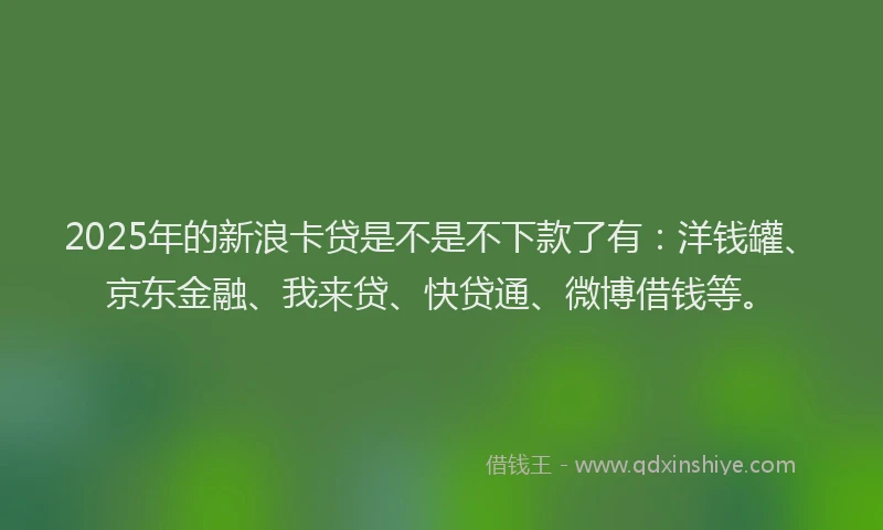 2025年的新浪卡贷是不是不下款了有：洋钱罐、京东金融、我来贷、快贷通、微博借钱等。