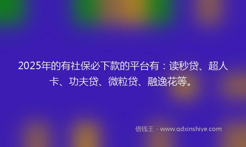 2025年的有社保必下款的平台有：读秒贷、超人卡、功夫贷、微粒贷、融逸花等。