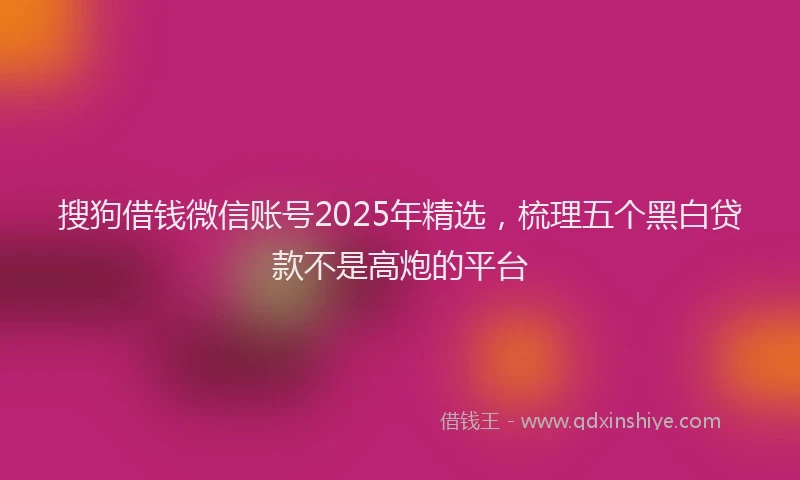 搜狗借钱微信账号2025年精选，梳理五个黑白贷款不是高炮的平台