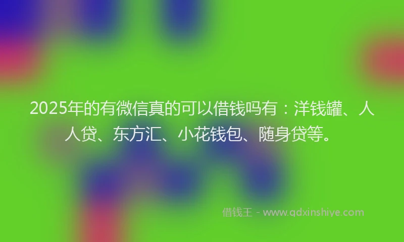 2025年的有微信真的可以借钱吗有：洋钱罐、人人贷、东方汇、小花钱包、随身贷等。