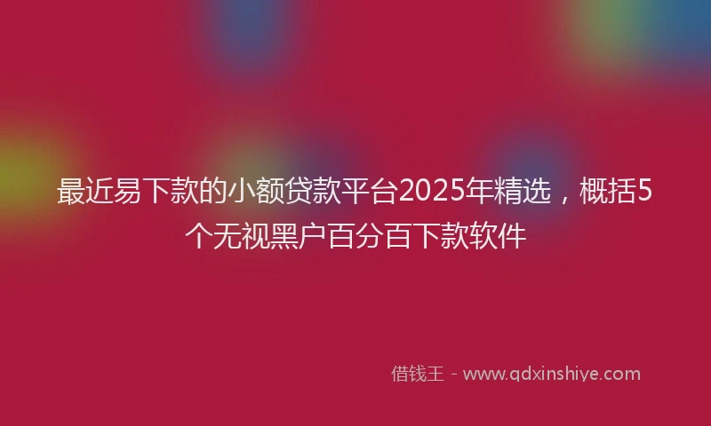 最近易下款的小额贷款平台2025年精选，概括5个无视黑户百分百下款软件