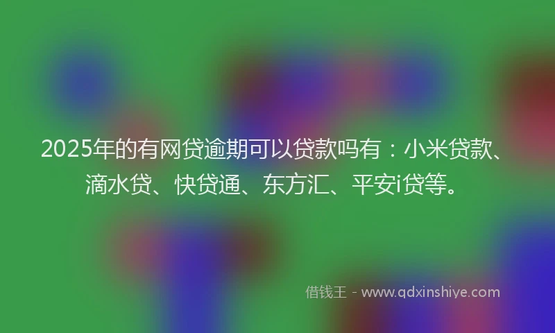 2025年的有网贷逾期可以贷款吗有：小米贷款、滴水贷、快贷通、东方汇、平安i贷等。