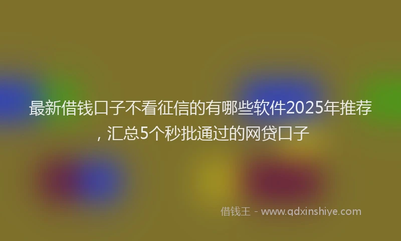 最新借钱口子不看征信的有哪些软件2025年推荐，汇总5个秒批通过的网贷口子