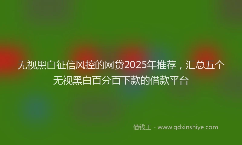 无视黑白征信风控的网贷2025年推荐，汇总五个无视黑白百分百下款的借款平台