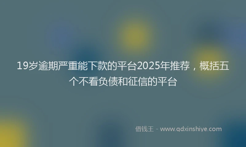 19岁逾期严重能下款的平台2025年推荐，概括五个不看负债和征信的平台
