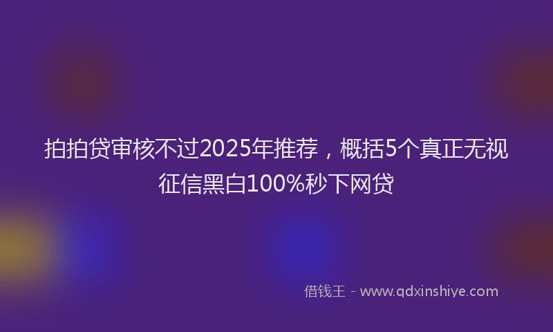 拍拍贷审核不过2025年推荐，概括5个真正无视征信黑白100%秒下网贷