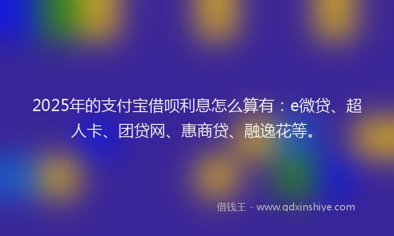 2025年的支付宝借呗利息怎么算有：e微贷、超人卡、团贷网、惠商贷、融逸花等。