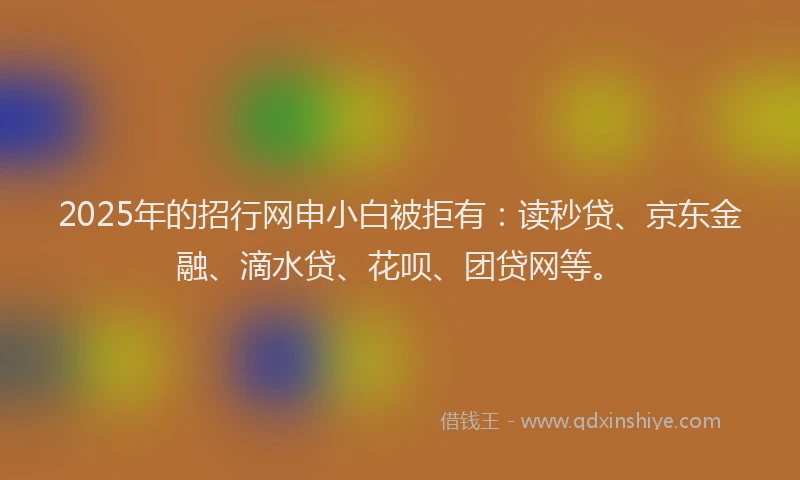 2025年的招行网申小白被拒有：读秒贷、京东金融、滴水贷、花呗、团贷网等。