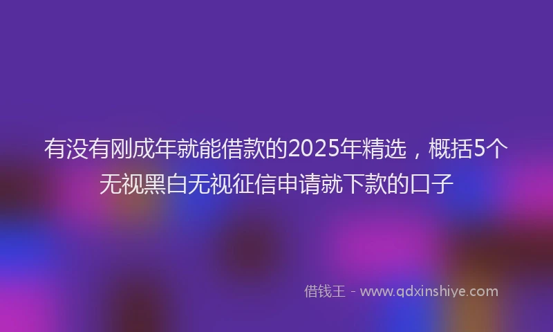 有没有刚成年就能借款的2025年精选，概括5个无视黑白无视征信申请就下款的口子