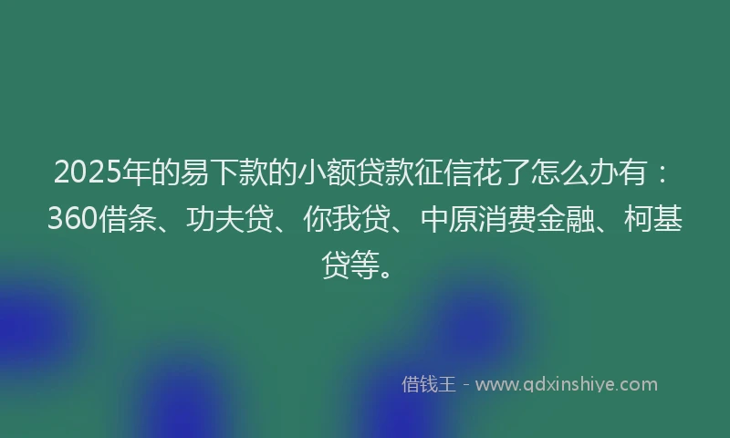 2025年的易下款的小额贷款征信花了怎么办有：360借条、功夫贷、你我贷、中原消费金融、柯基贷等。