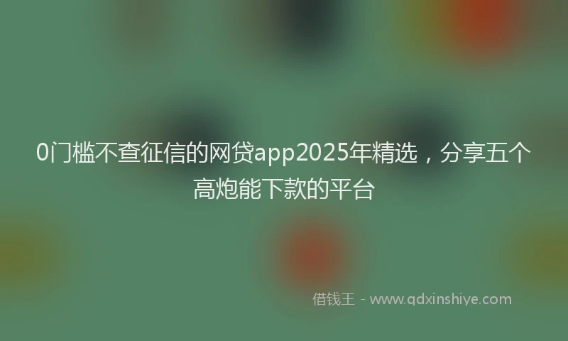 0门槛不查征信的网贷app2025年精选，分享五个高炮能下款的平台