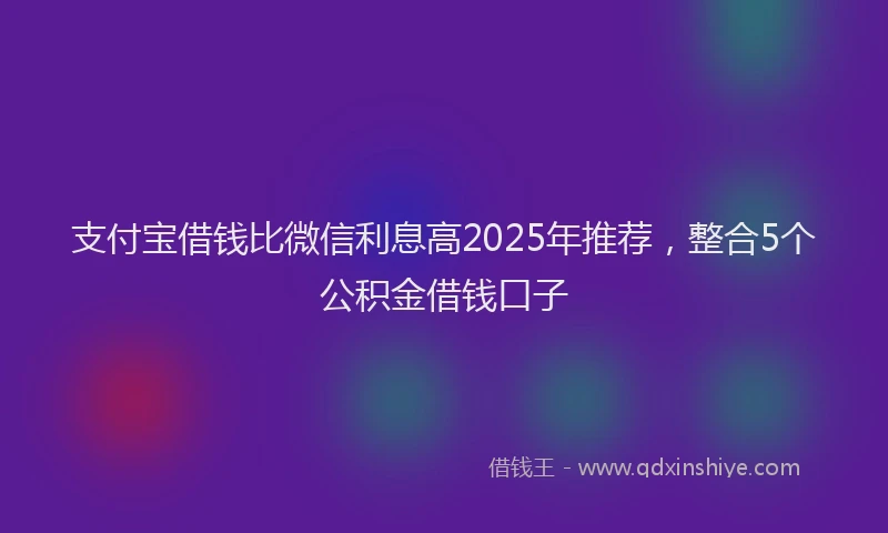 支付宝借钱比微信利息高2025年推荐，整合5个公积金借钱口子