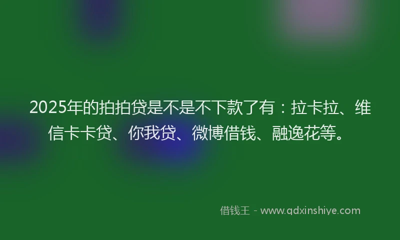 2025年的拍拍贷是不是不下款了有：拉卡拉、维信卡卡贷、你我贷、微博借钱、融逸花等。