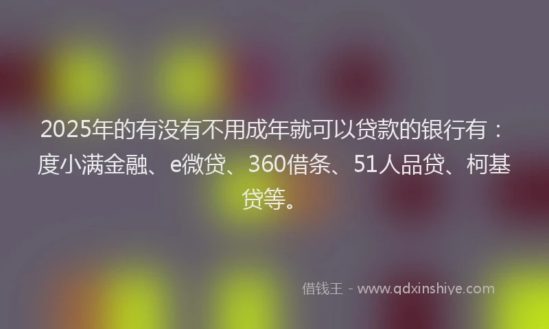 2025年的有没有不用成年就可以贷款的银行有：度小满金融、e微贷、360借条、51人品贷、柯基贷等。