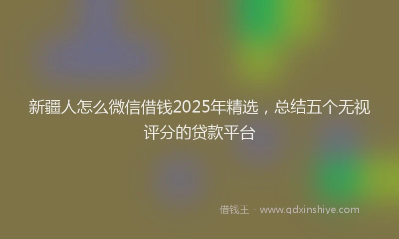 新疆人怎么微信借钱2025年精选，总结五个无视评分的贷款平台