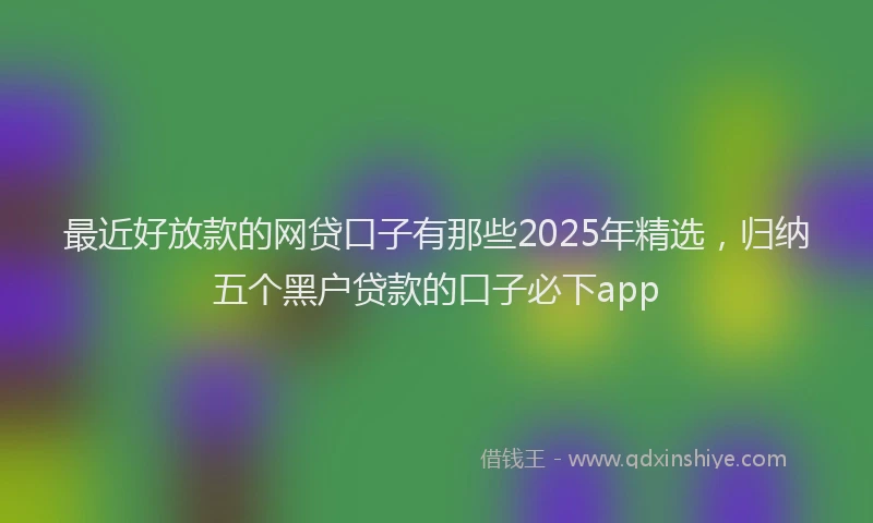 最近好放款的网贷口子有那些2025年精选，归纳五个黑户贷款的口子必下app