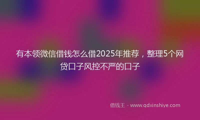 有本领微信借钱怎么借2025年推荐，整理5个网贷口子风控不严的口子