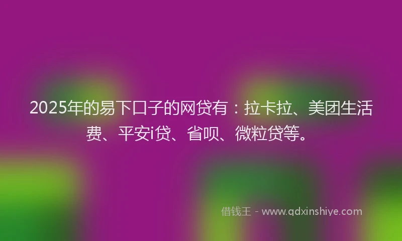 2025年的易下口子的网贷有：拉卡拉、美团生活费、平安i贷、省呗、微粒贷等。