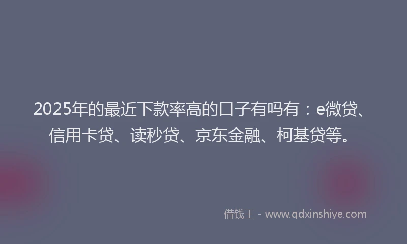 2025年的最近下款率高的口子有吗有：e微贷、信用卡贷、读秒贷、京东金融、柯基贷等。