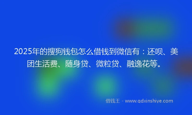2025年的搜狗钱包怎么借钱到微信有：还呗、美团生活费、随身贷、微粒贷、融逸花等。