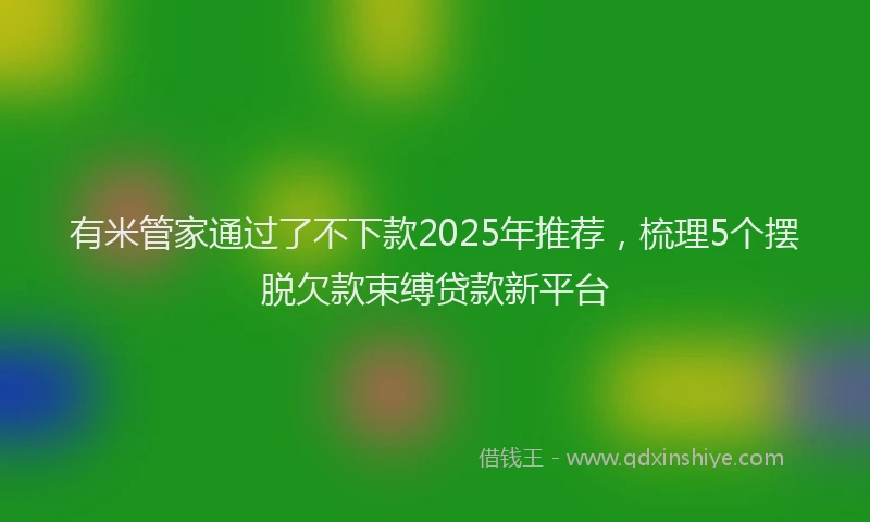 有米管家通过了不下款2025年推荐，梳理5个摆脱欠款束缚贷款新平台