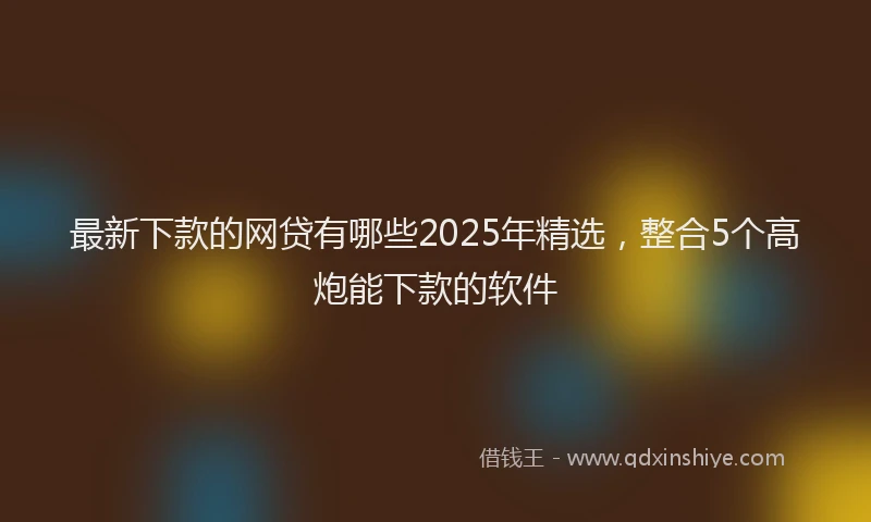 最新下款的网贷有哪些2025年精选，整合5个高炮能下款的软件