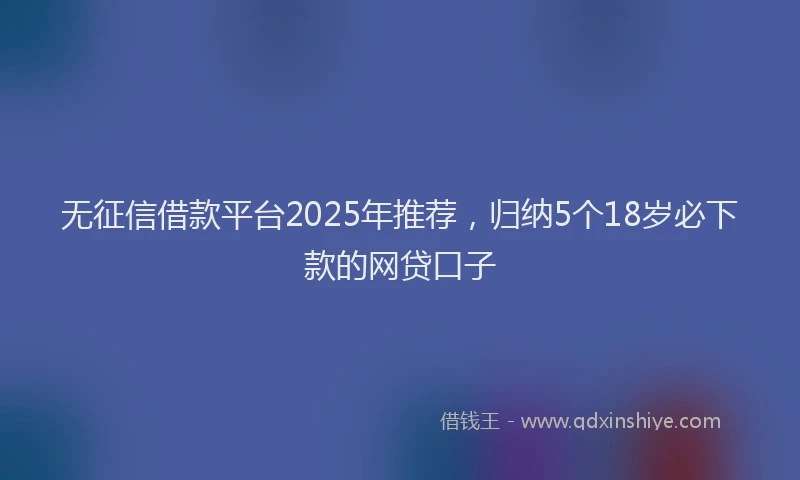 无征信借款平台2025年推荐，归纳5个18岁必下款的网贷口子