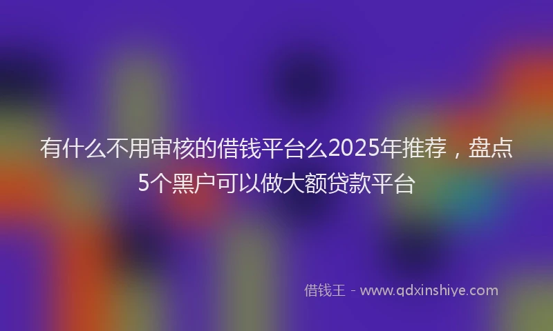 有什么不用审核的借钱平台么2025年推荐，盘点5个黑户可以做大额贷款平台