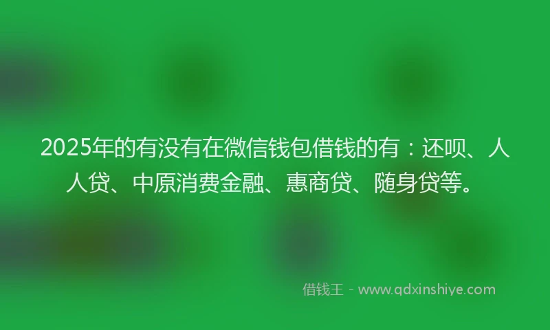 2025年的有没有在微信钱包借钱的有：还呗、人人贷、中原消费金融、惠商贷、随身贷等。