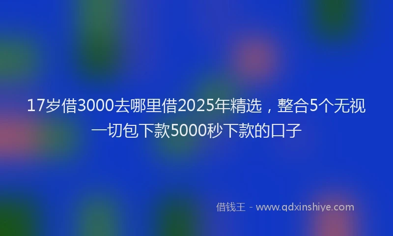 17岁借3000去哪里借2025年精选,整合5个无视一切包下款5000秒下款的口子