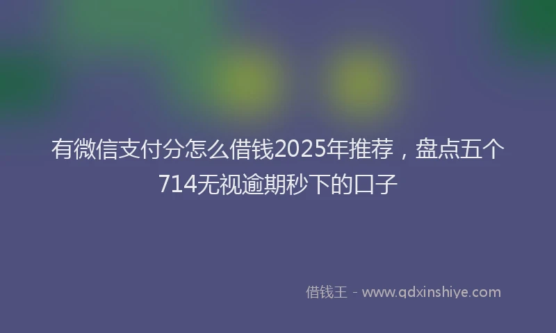 有微信支付分怎么借钱2025年推荐，盘点五个714无视逾期秒下的口子