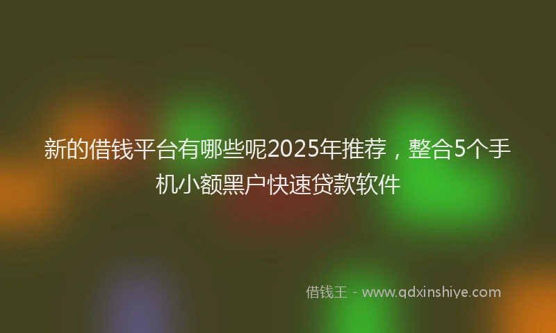 新的借钱平台有哪些呢2025年推荐，整合5个手机小额黑户快速贷款软件