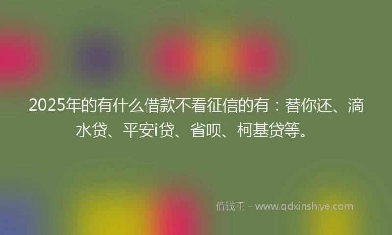 2025年的有什么借款不看征信的有：替你还、滴水贷、平安i贷、省呗、柯基贷等。