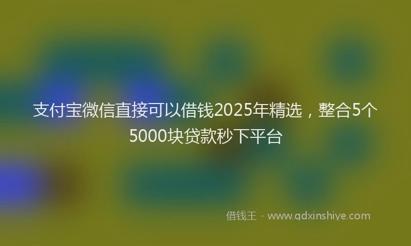 支付宝微信直接可以借钱2025年精选，整合5个5000块贷款秒下平台