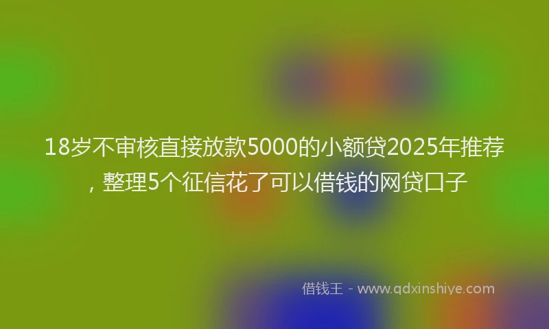 18岁不审核直接放款5000的小额贷2025年推荐，整理5个征信花了可以借钱的网贷口子