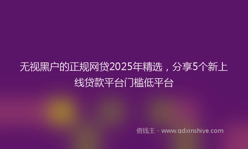 无视黑户的正规网贷2025年精选，分享5个新上线贷款平台门槛低平台