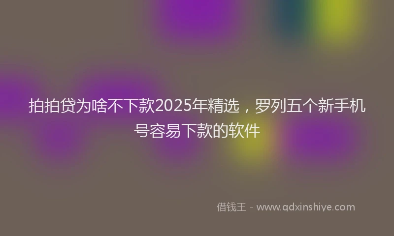 拍拍贷为啥不下款2025年精选，罗列五个新手机号容易下款的软件