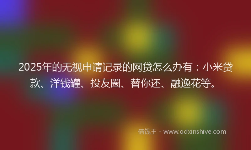 2025年的无视申请记录的网贷怎么办有：小米贷款、洋钱罐、投友圈、替你还、融逸花等。