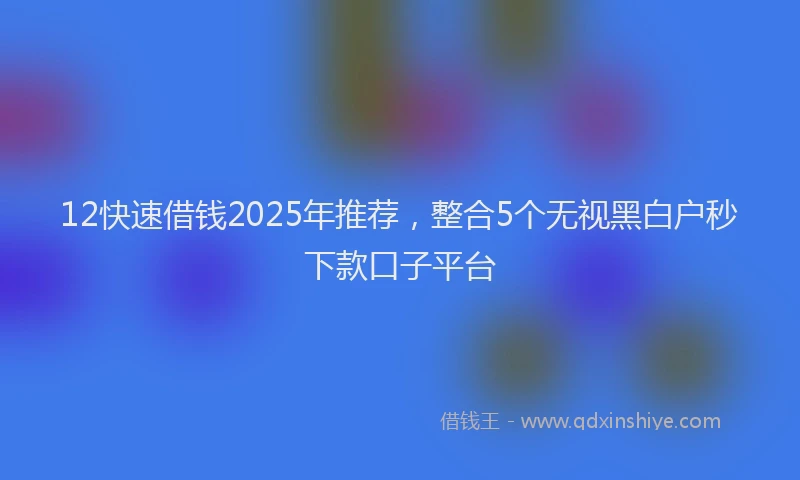 12快速借钱2025年推荐，整合5个无视黑白户秒下款口子平台