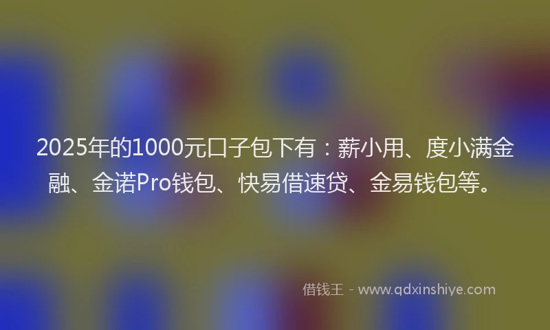 2025年的1000元口子包下有：薪小用、度小满金融、金诺Pro钱包、快易借速贷、金易钱包等。