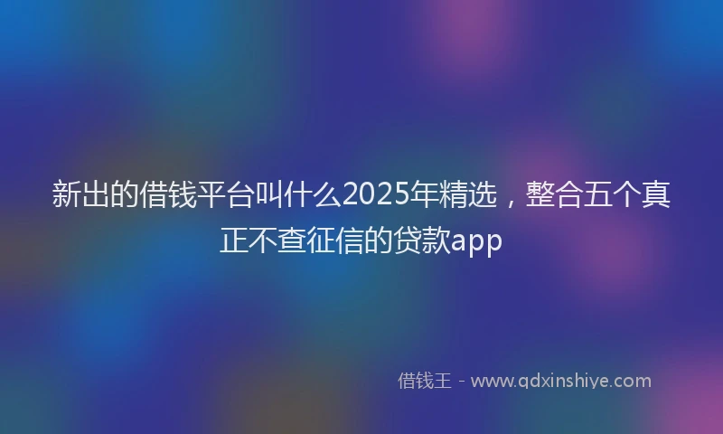 新出的借钱平台叫什么2025年精选，整合五个真正不查征信的贷款app