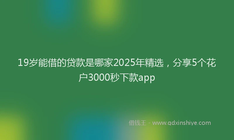 19岁能借的贷款是哪家2025年精选，分享5个花户3000秒下款app