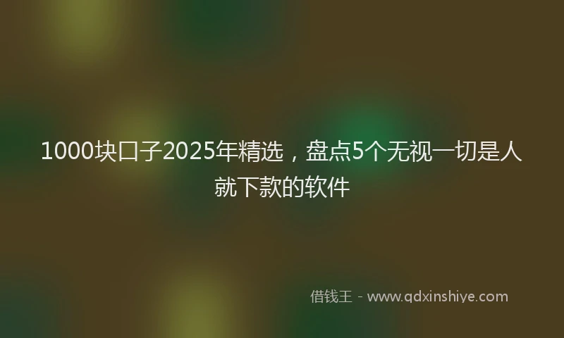 1000块口子2025年精选，盘点5个无视一切是人就下款的软件