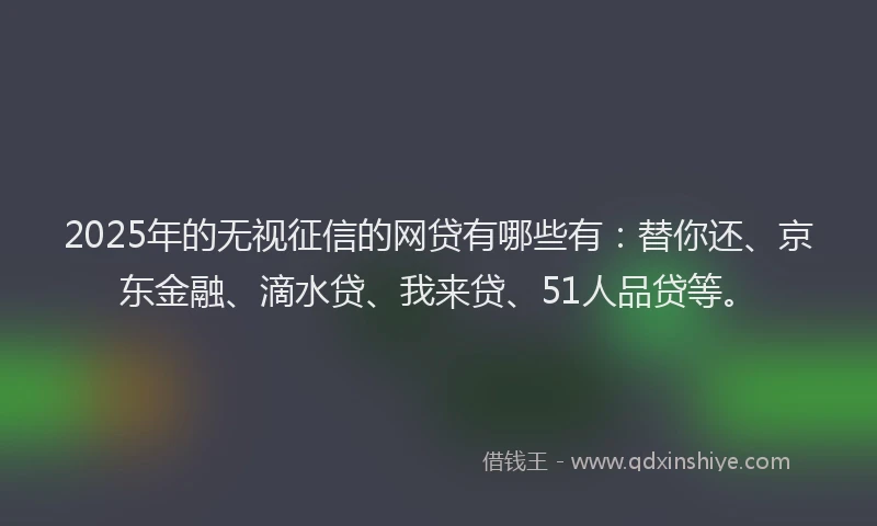 2025年的无视征信的网贷有哪些有：替你还、京东金融、滴水贷、我来贷、51人品贷等。