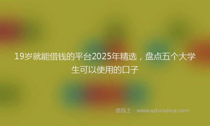 19岁就能借钱的平台2025年精选，盘点五个大学生可以使用的口子